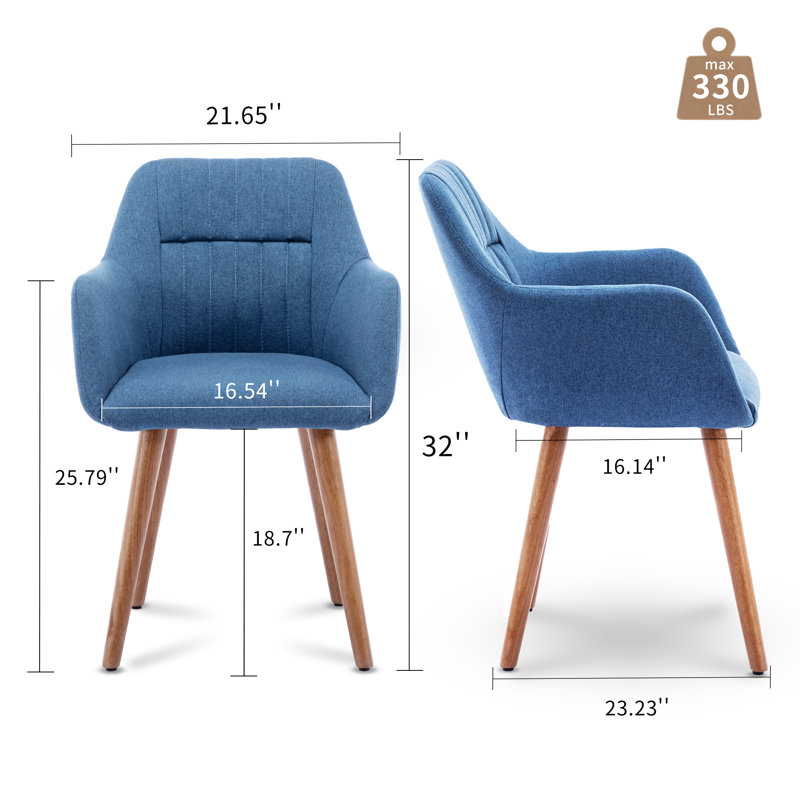 Chaise avec accoudoirs rembourrée en mélange de polyester Keehn, Bleu