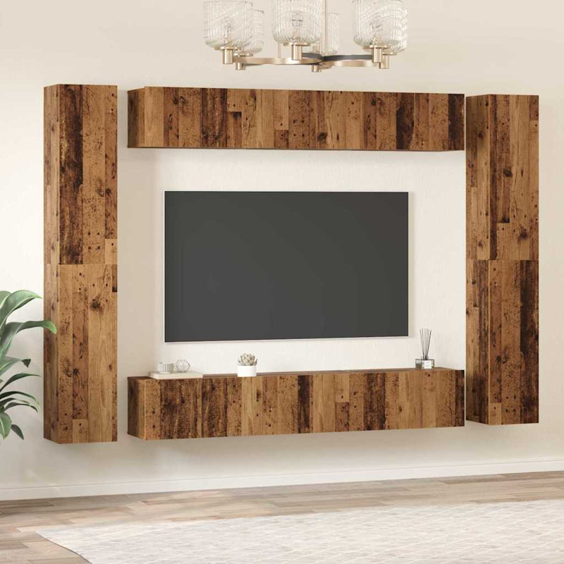 TV Cabinet Set 10 Pcs Medium 30.5 X 30 X 90 Cm, Old Wood