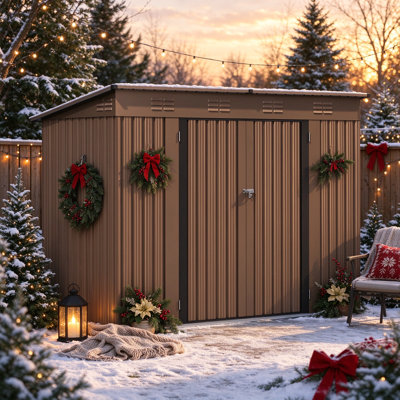 Edrosie Inc 8.5 ft W x 3.5 ft D Metal Lean-To Storage Shed