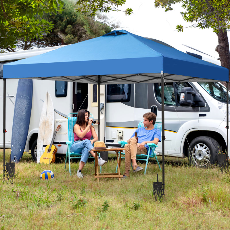 12X12 Pop Up Canopy  Tent With One Push Setup,  Instant Portable Shelter With Sandbags, Blue, Blue,  12 ft. W x 12 ft. D