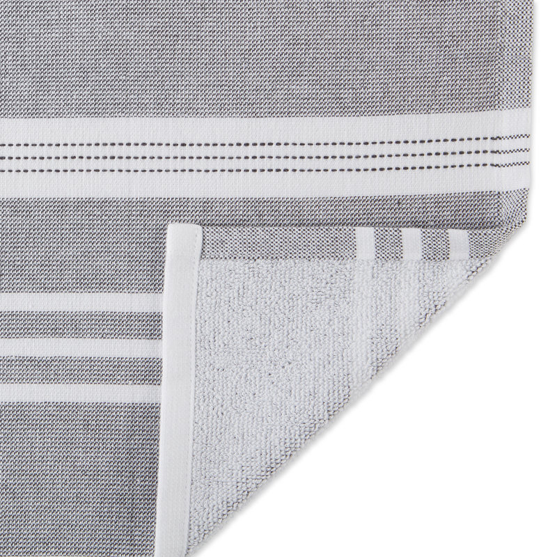 Cotton Stripe Waffle Tea Towel Kitchen Towel, Mineral