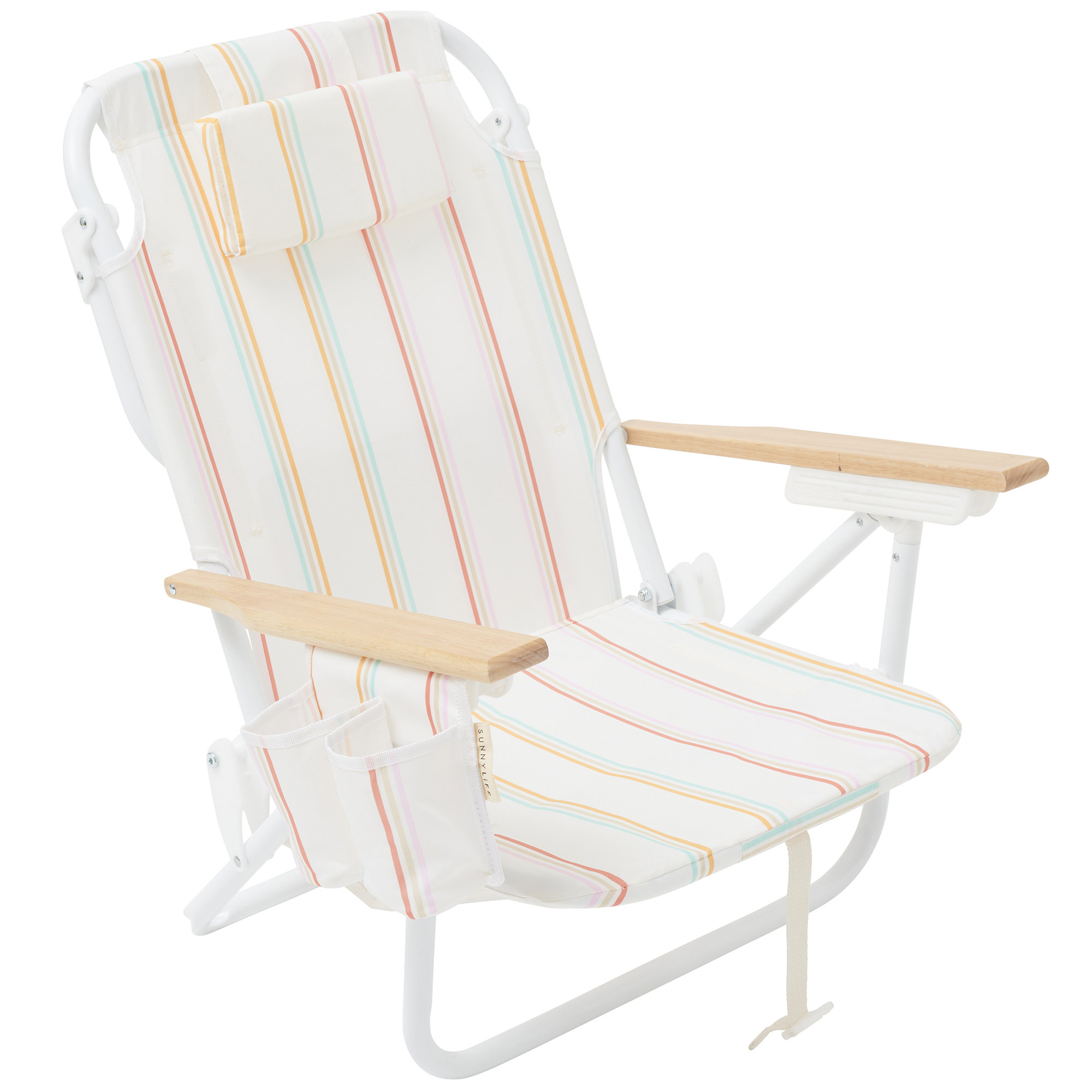 Arlmont & Co. Sunnylife Luxe Beach Chair Rio Sun Multi Stripe Cream Folding Outdoor Lounge