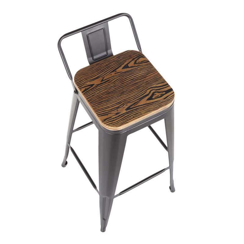 Christie Counter Stool with Metal Frame, Black, Brown