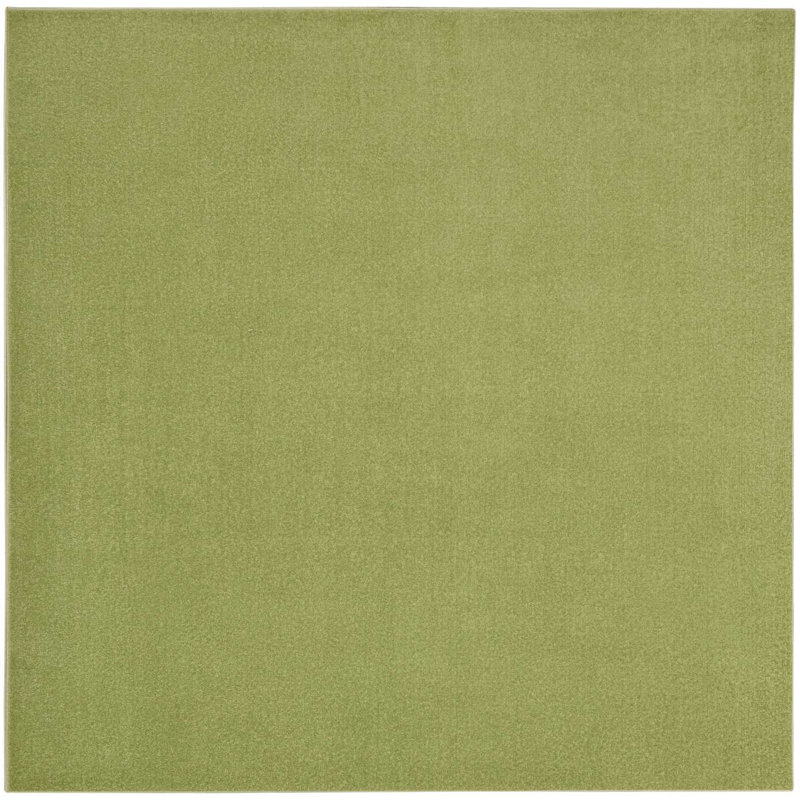 Mullican Sandy Solid Green Easy Care Indoor/Outdoor Area Rug, Square 7'