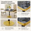Table de salle à manger carrée moderne de 31,6 pouces en forme de tulipe, avec dessus en pierre frittée imitation marbre et piètement en acier inoxydable ; imperméable et résistant à l'usure, convient à une utilisation intérieure et extérieure.
