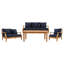 Martinique 4 Piece Teak Outdoor Coversation Loveseat Set-188340864