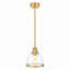 Suspension de 8 po à 1 lumière, fini or brossé mat, abat-jour en verre transparent, culot E26, idéal pour îlot de cuisine.-337527770-467796885