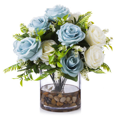 Faux Silk Rose Arrangement in Vase