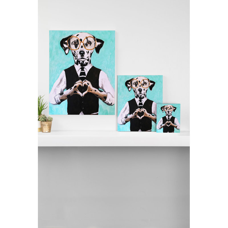 «Dalmatian with Finger Heart», impression sur toile, H 20 po x l 16 po x P 2 po