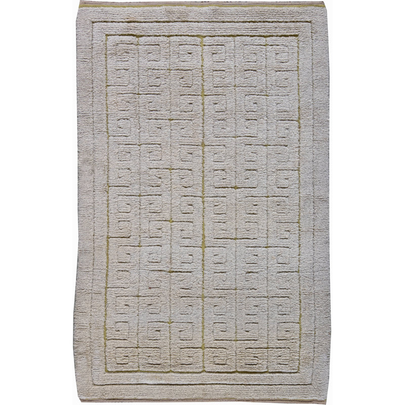 Vintage One-of-a-Kind 3'10" X 6'3" 1940s Wool Area Rug in Grey