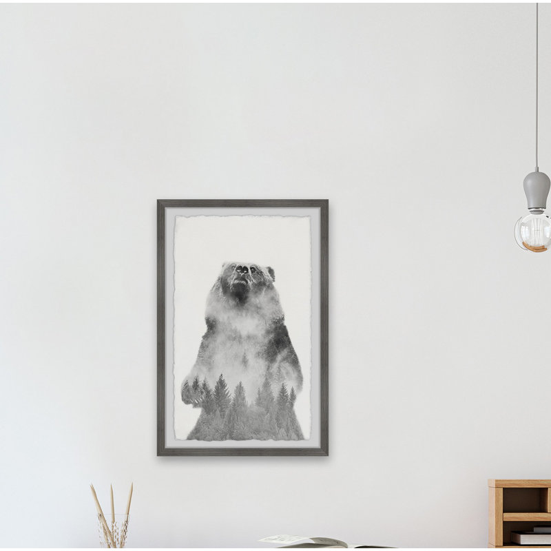 « mountain bear »-impression d’art graphique sur papier encadrée, H 36 po x l 24 po x P 1,5 po