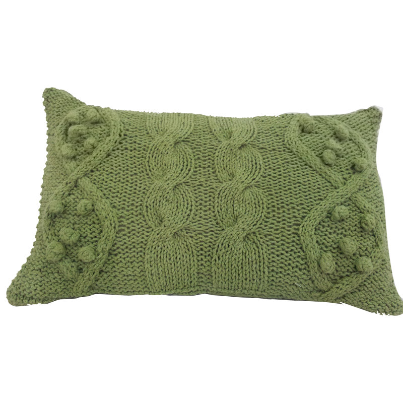  Cotton Lumbar Pillow Cover & Insert, Green
