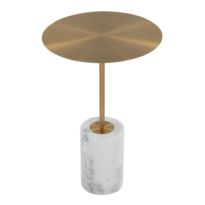 Pursley End Table, White Marble, Gold