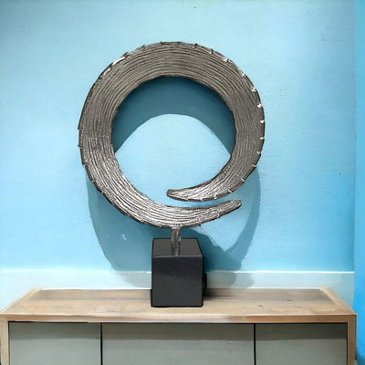 Alfie-James 16" Black and Silver Marble and Aluminum Tabletop Sculpture