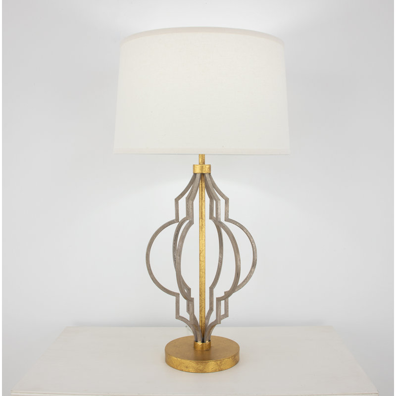 Luna Table Lamp, Champagne/Gold Leaf, White