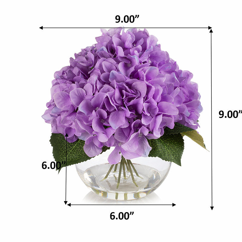 Faux Silk Hydrangea Arrangement in Vase, Purple