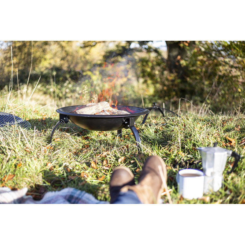  Explorer 53cm H x 58cm W Steel Wood Burning Outdoor Fire Pit with Lid