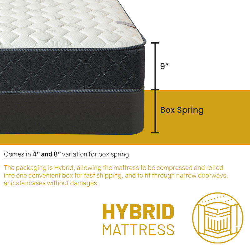 Shannan 9-Inch Medium Firm TightTop Single Sided Hybrid Mattress with Box Spring/Foundation, Twin, Low Profile (4")