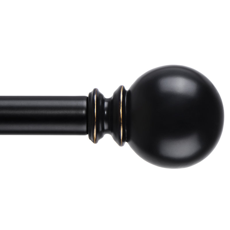 Tringle à rideaux simple réglable Derryberry, Noir, 48" - 86"