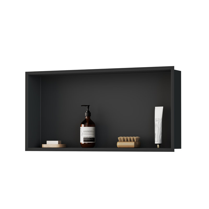 Niche de douche encastrable en acier inoxydable 304 calibre 18 de 24 pouces Cantrio SN-2412, Noir thermolaqué