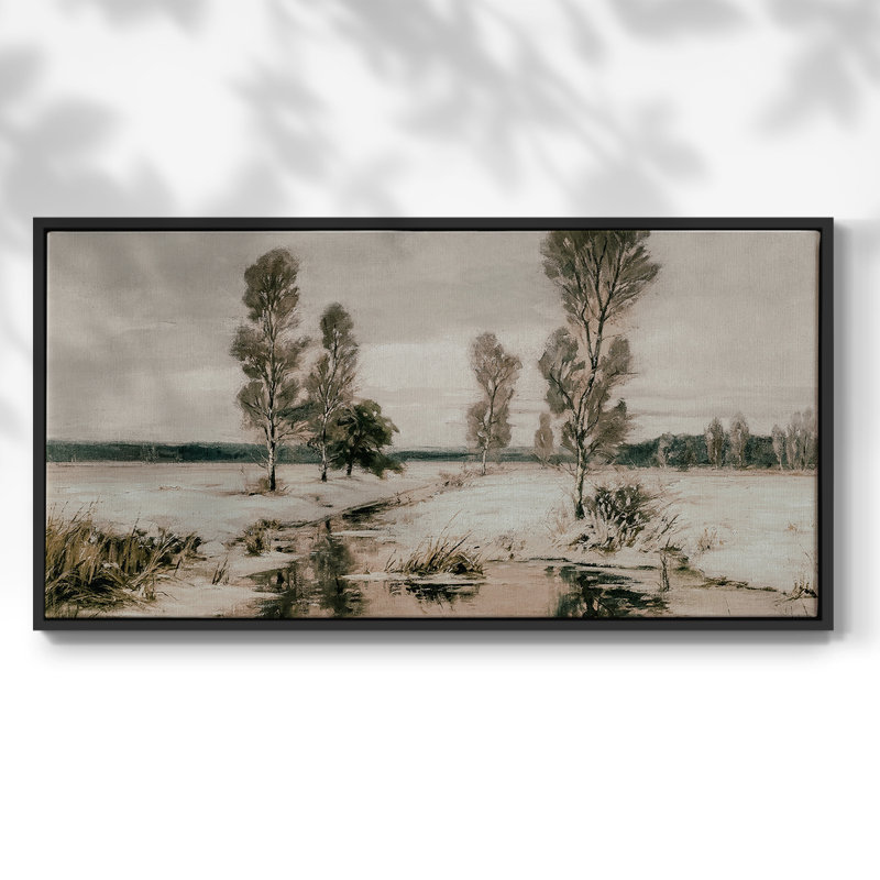 Série paysage - ML XXXVI - Toile tendue avec châssis encadré - Prêt à être accroché, H 21 po x l 41 po, Noir