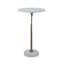 Table d'appoint ronde avec plateau en marbre blanc et base palmier doré, 14 po x 14 po x 24 po