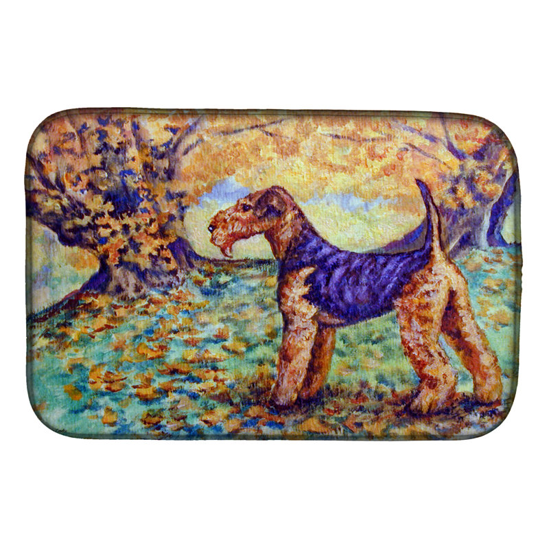 Tapis de séchage terrier airedale automne