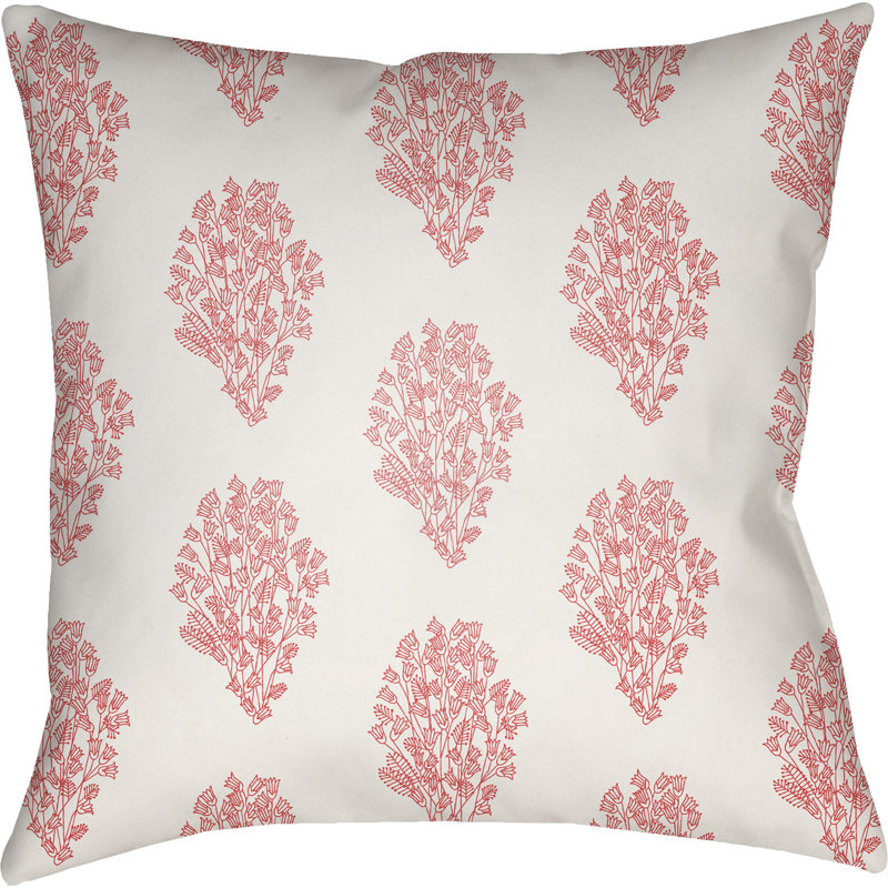 Moody Floral Floral Throw Pillow, White/Red, 22" x 22"