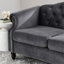 Velours gris 3+: combinaison de rangement supplémentaire et de confort - conception classique. Cadre. Coussins en mousse. 18 po de hauteur, 23 po de profondeur, 66 po de largeur. Boutons. Assemblage amovible-121105183