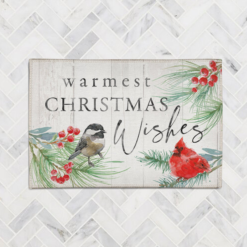 Tapis blanc / rouge / vert en chenille tissé à la main Juniper Christmas Toile, Rectangle 2 pi x 3 pi