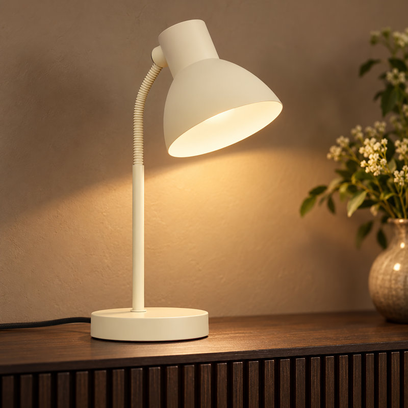 2-Light White Dimmable Modern Cone Table Lamp, White