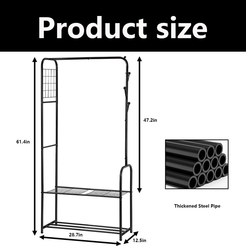 Multi-Functional Hanger For Clothes, Dresses, Coats, Bags, And Shoes, Black