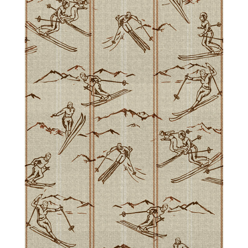 Tyrol Apres-Ski Home Wallpaper Roll, Burgundy/Taupe