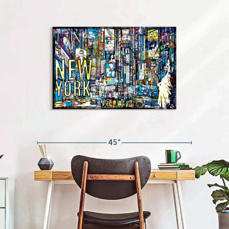 Illustration grunge de New York, H 24 po x l 36 po