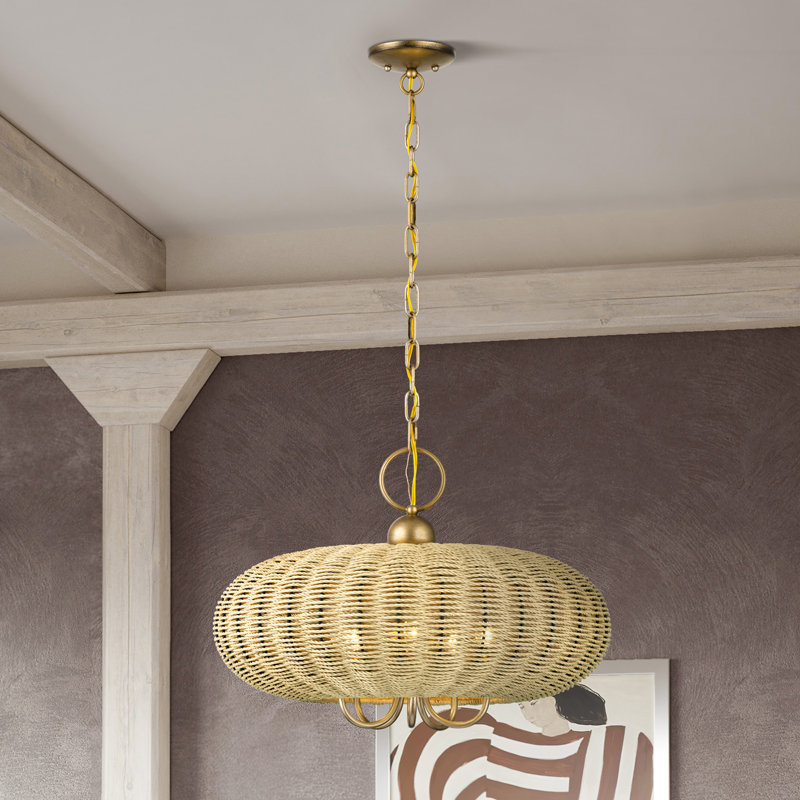 Lustre suspendu 5 lumières Aliane, Doré