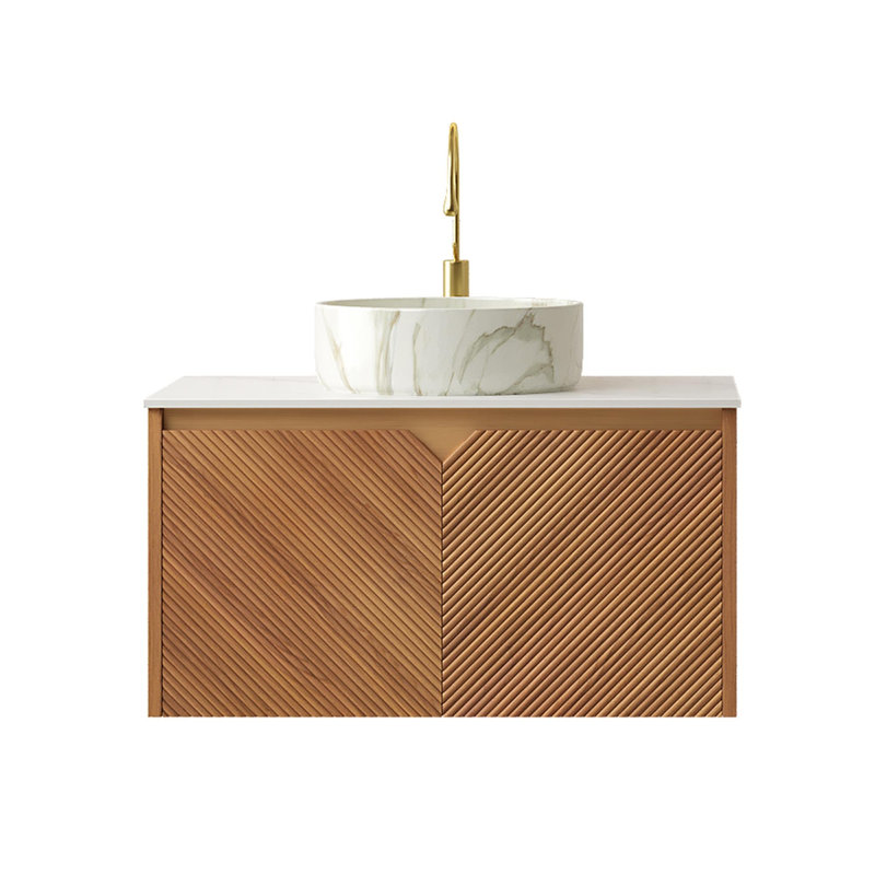 Meuble-lavabo mural avec plateau en pierre frittée, 30"