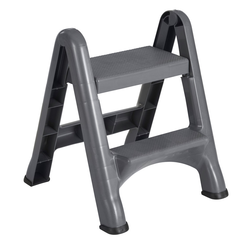 2 Step Plastic Step Stool with 300 lb. Load Capacity