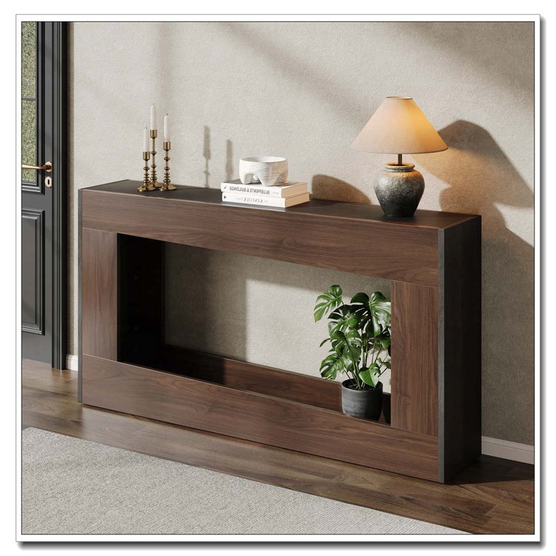 63-Inch Long Console Table, Wood Entryway Table, Antique Espresso