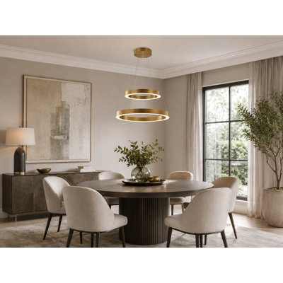 2-Light Gold Stainless Steel LED Chandelier