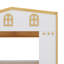 Lit superposé de style maisonnette avec tiroirs, lit superposé en bois avec supports de rangement intégrés et échelle pour jouer-827917234