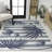 Conswello Classic Beach Stripe and Palm Leaf Navy/Cream Indoor/Outdoor Rug-709068882