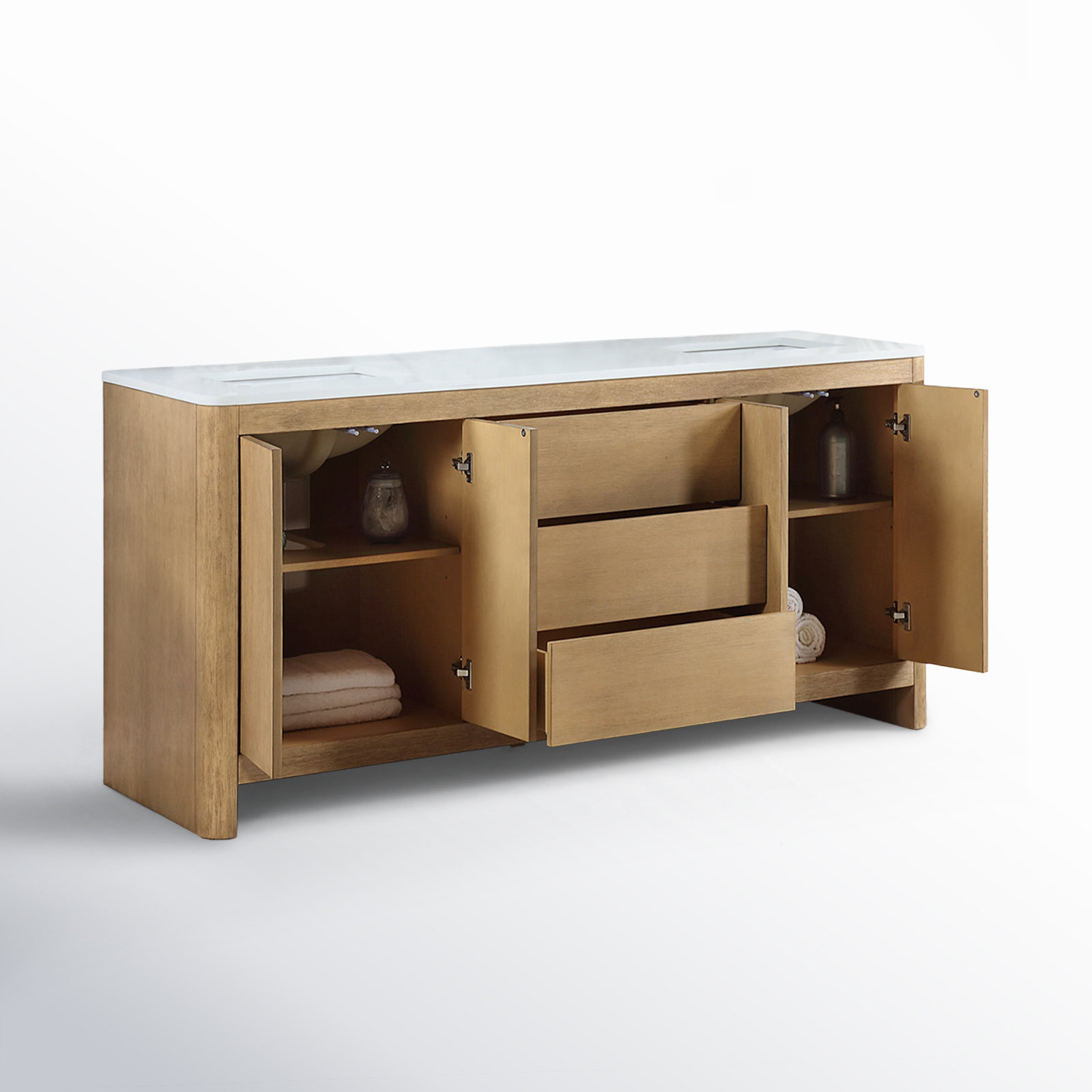 Raye 72'' Double Bathroom Vanity, Brushed Oak