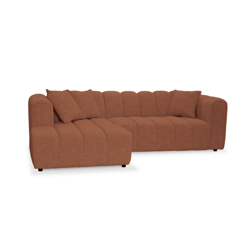 3 Seater Corner Sofa, Polyester - Red, Left Hand Facing