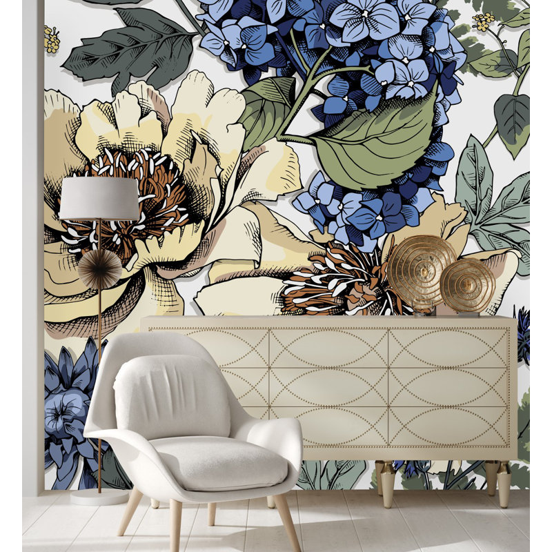 Peel & Stick Floral Wallpaper, 8.33' W x 8.33' L