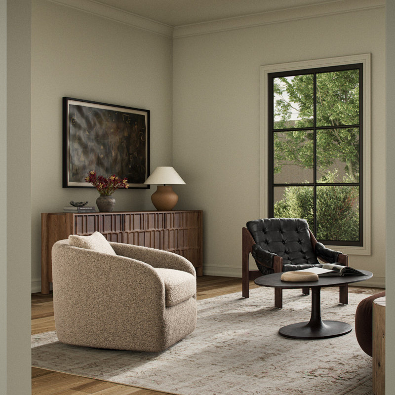 Topanga Swivel Armchair, Surrey Olive Cotton Blend