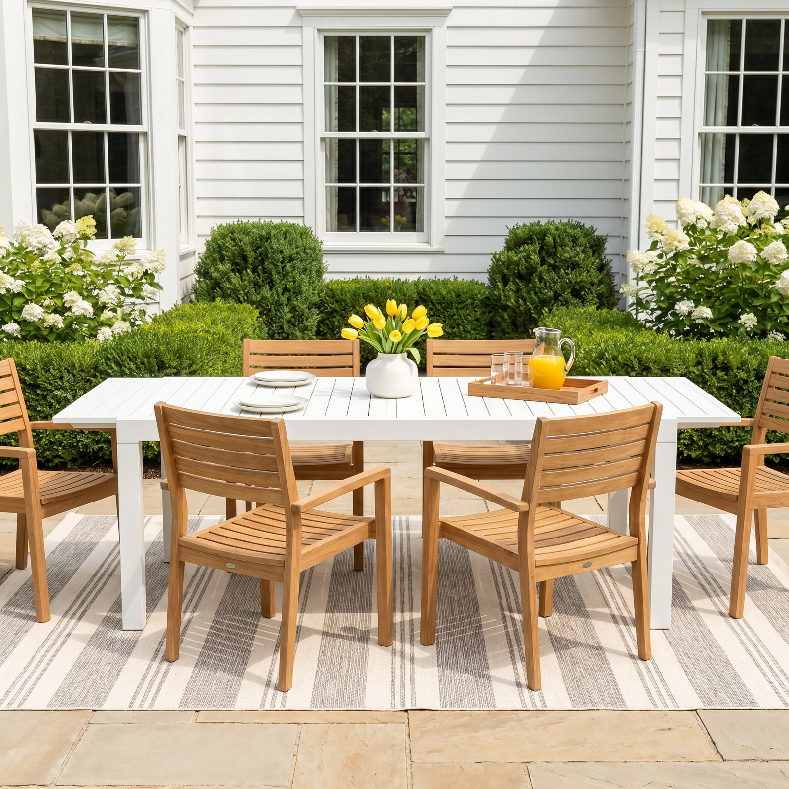 Basurto Extendable Aluminum Dining Table, White