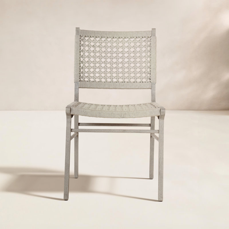 Dimitri Outdoor Dining Side Chair, Ivory Rope, Weathered Gray