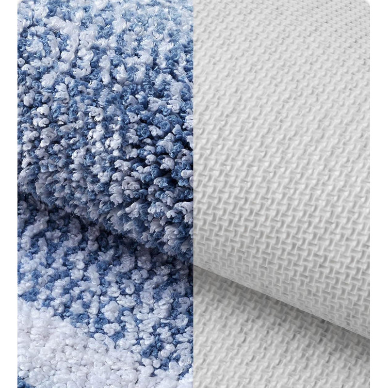 Rectangle Bath Mat, Light Blue/White