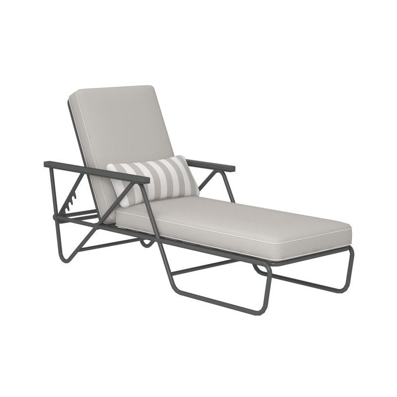 Charlottesville 185.4cm Long Reclining Single Chaise with Cushions, Dark Grey, Grey