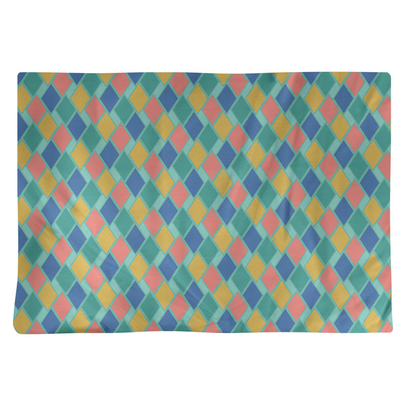 Napperon en coton 18 "Retro Diamonds, Vert / Noir